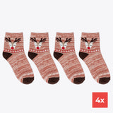 4er-Pack Damensocken lustiges Rentier Motiv