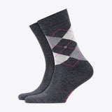 Burlington Damensocken 2er Set Everyday Mix Rauten anthrazit & grau