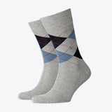 Burlington Herrensocken Manchester Raute grau & hellblau