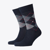 Burlington Preston men's socks with diamonds navy &amp; grey