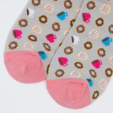 Ladies motif socks with coffee cup pattern