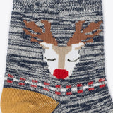 4er Set Damensocken Rentier Design grau meliert