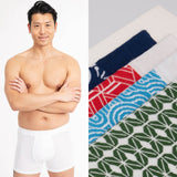 Asaka Set 4 Boxer & Socken Bambus Weiß / gemustert